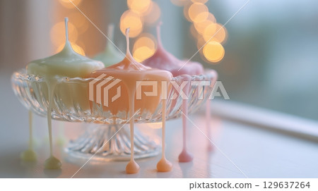 Dreamy wax textures and candlelight in a calm, slow-living inspired setting. 129637264
