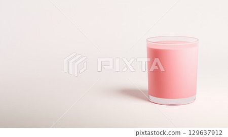 Modern lifestyle stock image of candle in guava tone perfect for e-commerce or advertising use 129637912