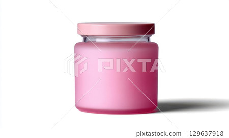 Minimal candle jar in guava color with matte surface isolated on white background for home decor branding and lifestyle product visuals 129637918