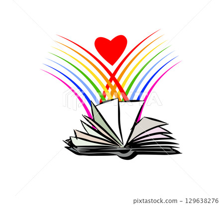 logo book and rainbow . Back to School. The Joy of Education. hand drawn. Not AI, Vector illustration logo book and rainbow . Back to School. The Joy of Education. hand drawn. Not AI, Vector illustration 129638276