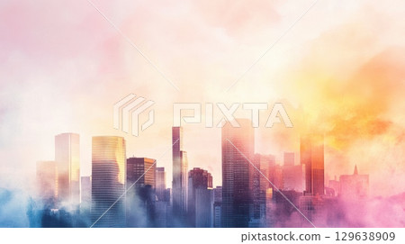 Artistic fusion of watercolor and photo realism for urban visual storytelling 129638909