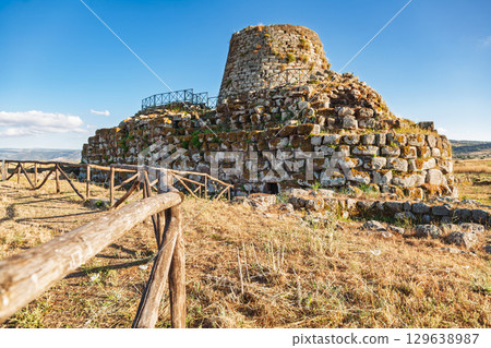 Historic stone tower of Nuraghe Santu Antine in northern Sardinia Italy Historic stone tower of Nuraghe Santu Antine in northern Sardinia Italy 129638987