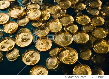 Ancient gold coin reflecting history and cultural heritage.AI Generated 129639056