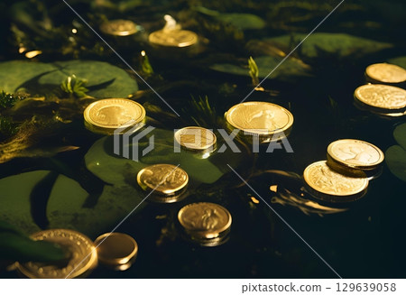 Ancient gold coin reflecting history and cultural heritage.AI Generated 129639058