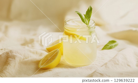 Refreshing jam-based drink presented as modern lifestyle product mockup 129639222