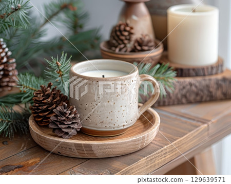 Ceramic Mug with Winter Decorations Ceramic Mug with Winter Decorations 129639571
