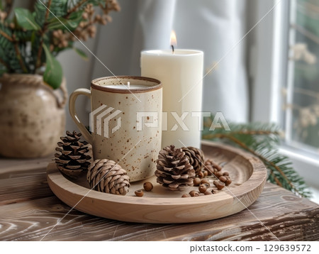 Ceramic Mug with Winter Decorations Ceramic Mug with Winter Decorations 129639572