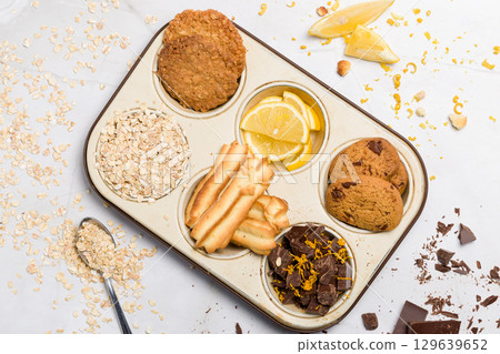 Different types of oatmeal cookies Different types of oatmeal cookies 129639652