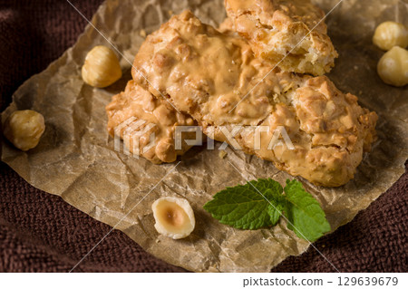 Cookies with hazelnuts 129639679