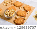 Oatmeal cookies with cashew nuts 129639707