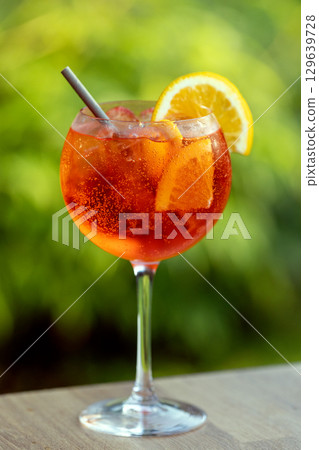 glass of Aperol spritz glass of Aperol spritz 129639728