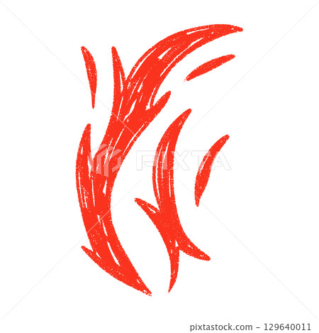 Y2K fire tattoo design with bold black flames. Hand-drawn doodle flames. Flat vector illustration isolated on white background. 129640011