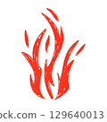 Y2K fire tattoo design with bold black flames. Hand-drawn doodle flames. Flat vector illustration isolated on white background. 129640013