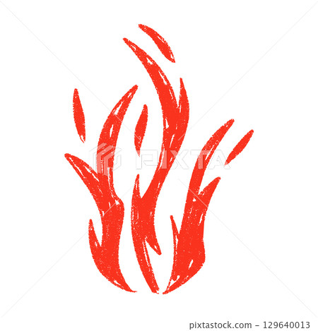 Y2K fire tattoo design with bold black flames. Hand-drawn doodle flames. Flat vector illustration isolated on white background. 129640013