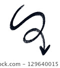 Doodle emphasis arrow icon. Design quirky twist zigzag line, spring coil, curve wave. Vector 129640015