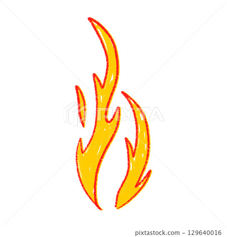 Hand-drawn bonfire with doodle flames and smoke. Retro campfire silhouette in vintage tattoo style. Flat vector illustration isolated on white background. 129640016