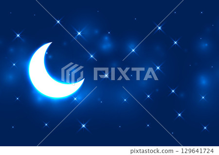 glowing moon and stars night sky background 129641724