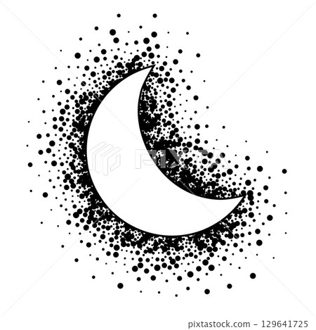 elegant celestial half moon with dotted particle 129641725