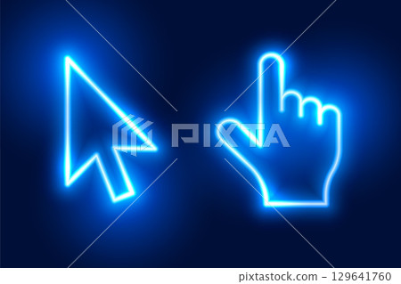 neon style computer cursor and arrow design neon style computer cursor and arrow design 129641760