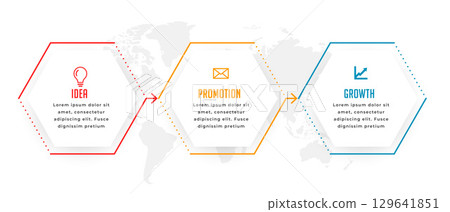 geometric style three step infographic process diagram template 129641851