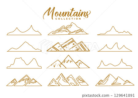 pack of golden mountain silhouette background for wildlife adventure 129641891