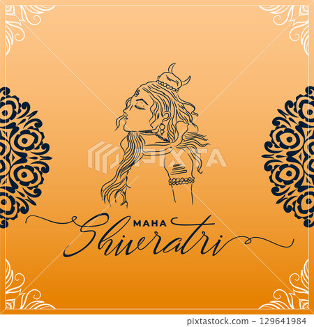 maha shivratri festival background with artistic lord shiva design 129641984