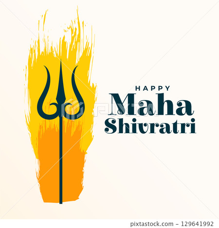 happy maha shivratri greeting card with lord shiva trishul 129641992