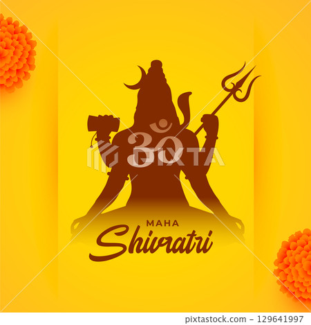 lord shiva maha shivratri greeting card with marigold flower lord shiva maha shivratri greeting card with marigold flower 129641997