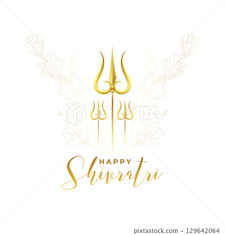 maha shivratri wishes card with golden trishul and floral design maha shivratri wishes card with golden trishul and floral design 129642064