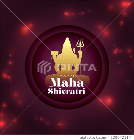 shiny maha shivratri festival card with shiv shankar design 129642114