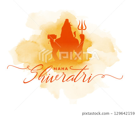 maha shivratri religious background with watercolor effect 129642159