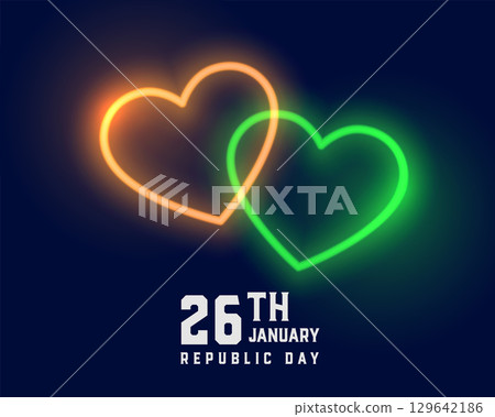 glowing neon heart background for indian republic day glowing neon heart background for indian republic day 129642186