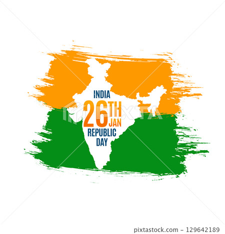 brush stroke style republic day background with indian map 129642189