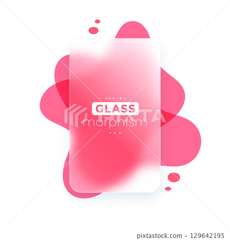 blank glass frame with fluid liquid design for modern UI element 129642195