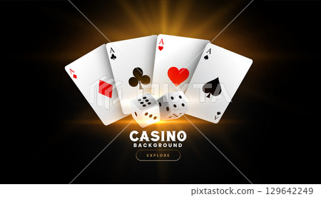 realistic casino dice banner with poker ace card design 129642249