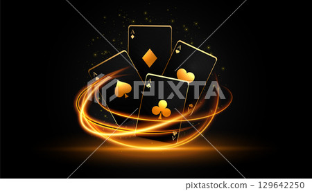 dark casino ace card gambling banner with light streak effect 129642250