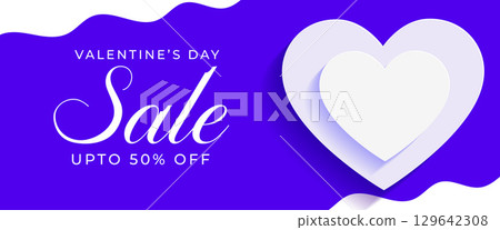 happy valentines day sale banner with cute couple hearts happy valentines day sale banner with cute couple hearts 129642308