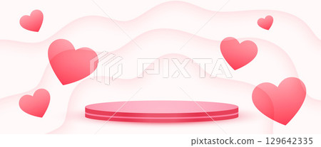 valentines day love and affection banner with 3d podium platform valentines day love and affection banner with 3d podium platform 129642335