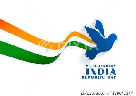 26th january republic day banner with peace bird pigeon 129642377