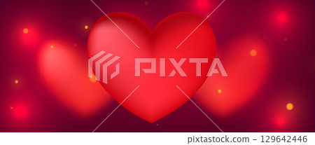realistic lovely heart blurry banner for valentines day event 129642446