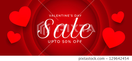 valentines day sale and discount banner with love hearts valentines day sale and discount banner with love hearts 129642454