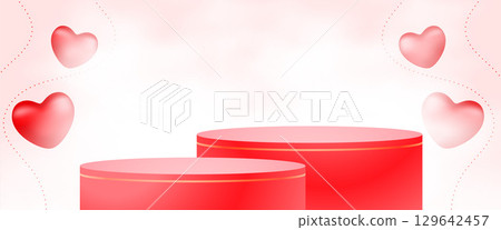 valentines day couple banner with 3d podium platform design valentines day couple banner with 3d podium platform design 129642457