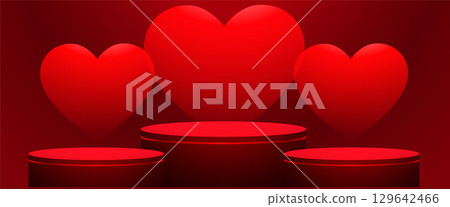 3d podium platform for product display red banner 3d podium platform for product display red banner 129642466