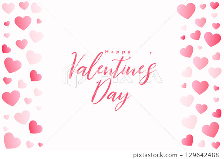 happy valentines day floating pink hearts greeting background 129642488