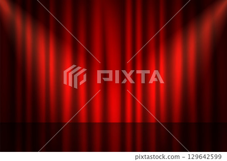 custom red stage curtain banner with spot light effect 129642599