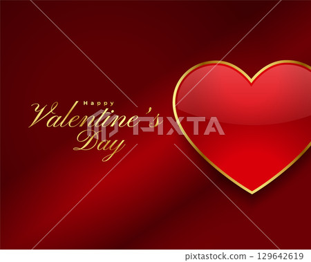 happy valentines day red background with love heart 129642619