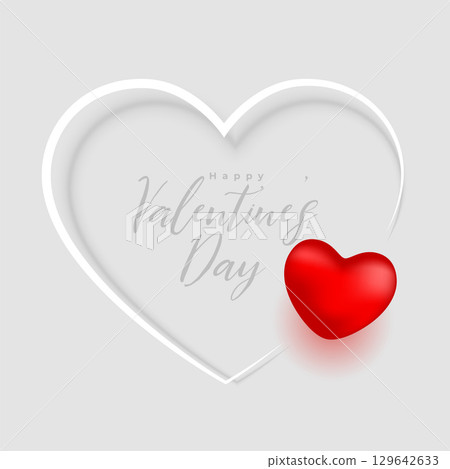 elegant valentines day white background with cute heart 129642633