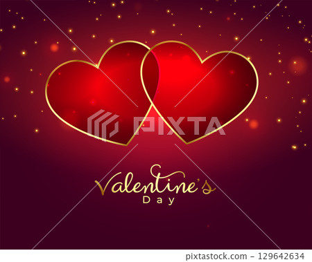 valentine's day shiny sparkle background with lovely hearts 129642634
