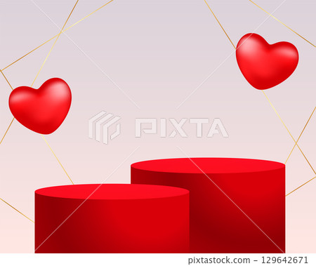 3d podium platform with lovely hearts for valentines day 3d podium platform with lovely hearts for valentines day 129642671