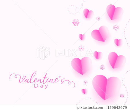 valentine's day soft background with cute paper hearts 129642679